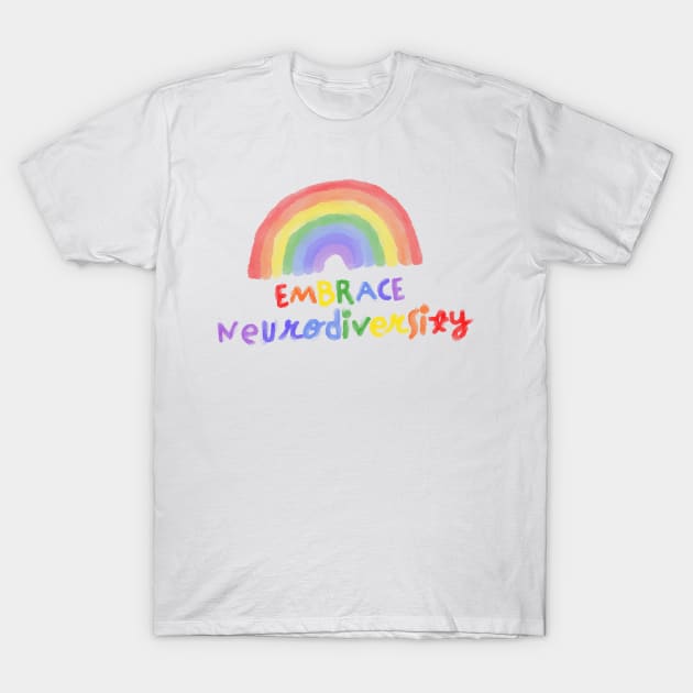 Embrace Neurodiversity Autism Awareness Rainbow T-Shirt by Inspyre